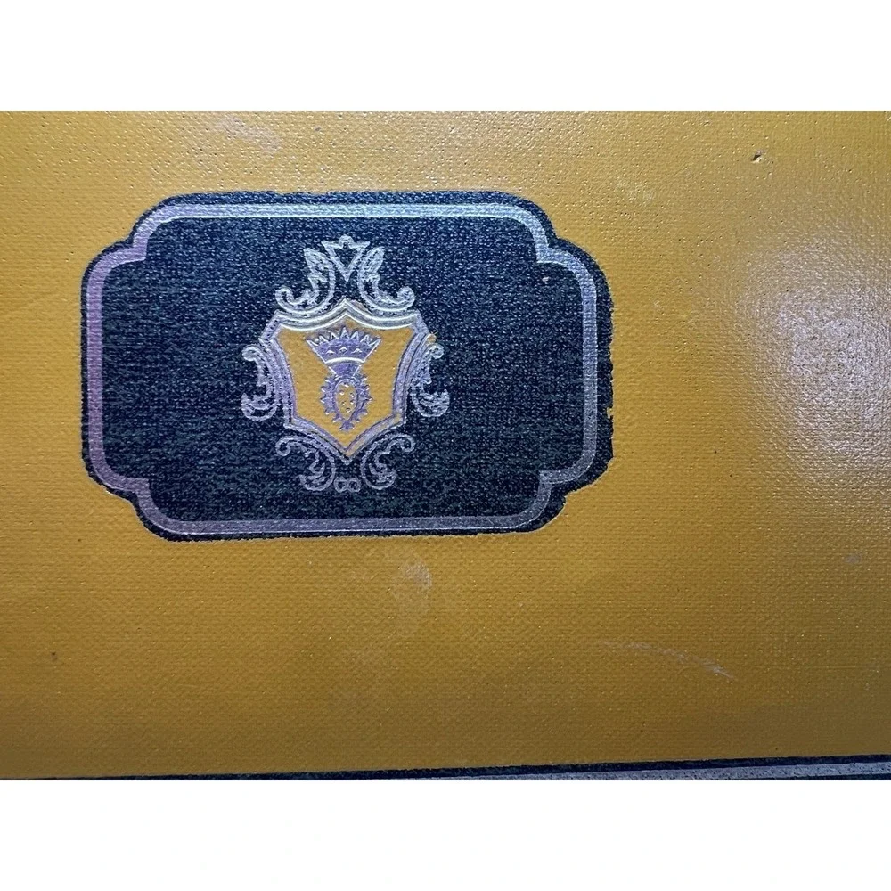 Vintage Dante‎ Men's Valet Jewelry Box Faux Leather Gold Crest Mid-Century